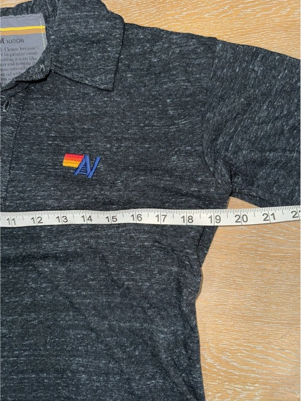 Aviator Nation Mens Small Charcoal Gray Short Sleeve Polo Made in USA